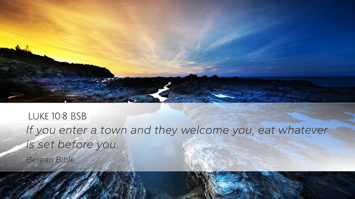 Luke 10:8 BSB Bible Verse Image