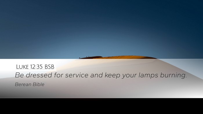 Luke 12:35 BSB Desktop Wallpaper - Be dressed for service and keep your lamps - Desktop Bible Verse Wallpaper