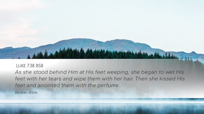 Luke 7:38 BSB Desktop Wallpaper - As she stood behind Him at His feet weeping, she - Desktop Bible Verse Wallpaper