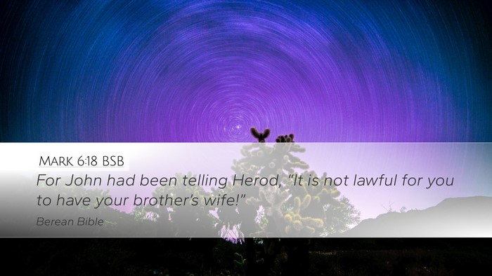 Mark 6:18 BSB Bible Verse Image