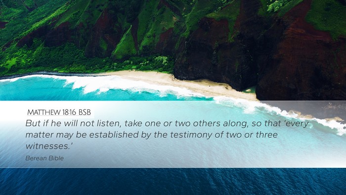 Matthew 18:16 BSB Desktop Wallpaper - But if he will not listen, take one or two others - Desktop Bible Verse Wallpaper