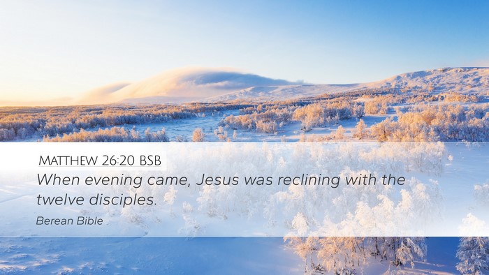 Matthew 26:20 BSB Desktop Wallpaper - When evening came, Jesus was reclining with the - Desktop Bible Verse Wallpaper