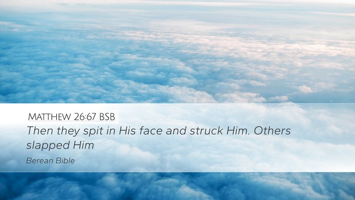 Matthew 26:67 BSB Desktop Wallpaper - Then they spit in His face and struck Him. Others - Desktop Bible Verse Wallpaper