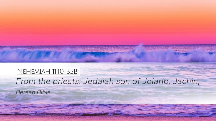 Nehemiah 11:10 BSB Desktop Wallpaper - From the priests: Jedaiah son of Joiarib; - Desktop Bible Verse Wallpaper
