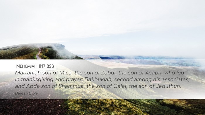 Nehemiah 11:17 BSB Bible Verse Image