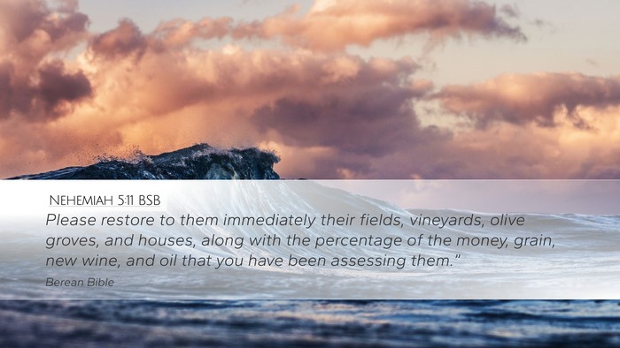 Nehemiah 5:11 BSB Desktop Wallpaper - Please restore to them immediately their fields, - Desktop Bible Verse Wallpaper