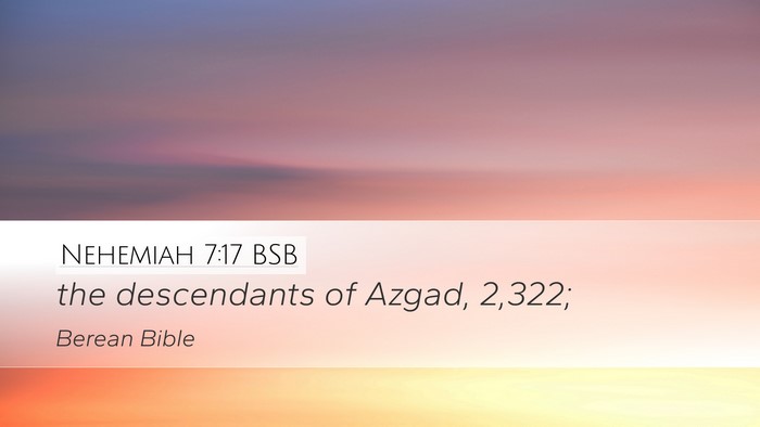 Nehemiah 7:17 BSB Desktop Wallpaper - the descendants of Azgad, - Desktop Bible Verse Wallpaper