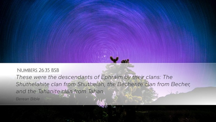 Numbers 26:35 BSB Desktop Wallpaper - These were the descendants of Ephraim by their - Desktop Bible Verse Wallpaper
