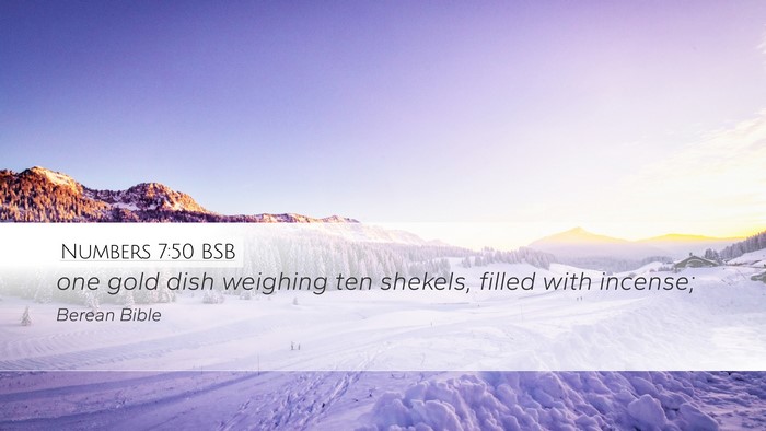 Numbers 7:50 BSB Desktop Wallpaper - one gold dish weighing ten shekels, filled with - Desktop Bible Verse Wallpaper