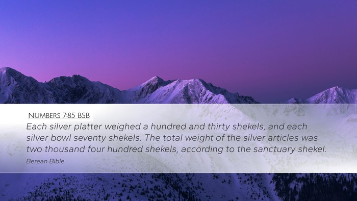 Numbers 7:85 BSB Desktop Wallpaper - Each silver platter weighed a hundred and thirty - Desktop Bible Verse Wallpaper