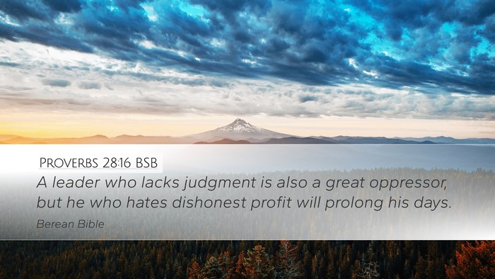 Proverbs 28:16 BSB Bible Verse Image