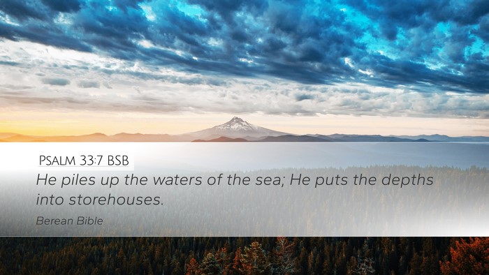 Psalm 33:7 BSB Bible Verse Image