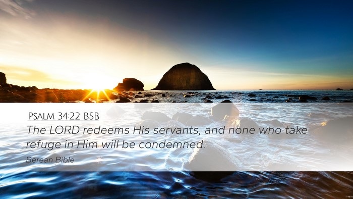 Psalm 34:22 BSB Desktop Wallpaper - The LORD redeems His servants, and none who take - Desktop Bible Verse Wallpaper