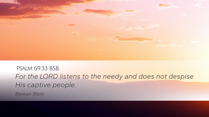 Psalm 69:33 BSB Desktop Wallpaper - For the LORD listens to the needy and does not - Desktop Bible Verse Wallpaper