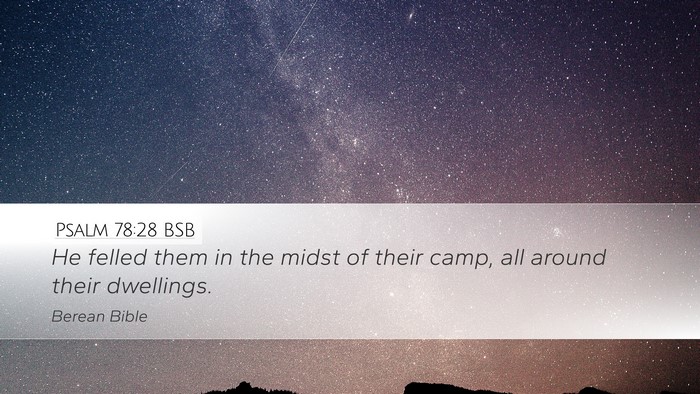 Psalm 78:28 BSB Desktop Wallpaper - He felled them in the midst of their camp, all - Desktop Bible Verse Wallpaper