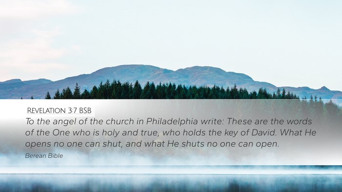 Revelation 3:7 BSB Bible Verse Image