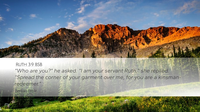 Ruth 3:9 BSB Desktop Wallpaper - “Who are you?” he asked. “I am your servant - Desktop Bible Verse Wallpaper
