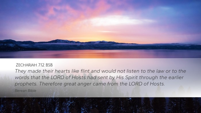 Zechariah 7:12 BSB Bible Verse Image