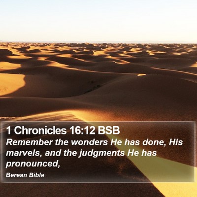 1 Chronicles 16:12 BSB Bible Verse Image