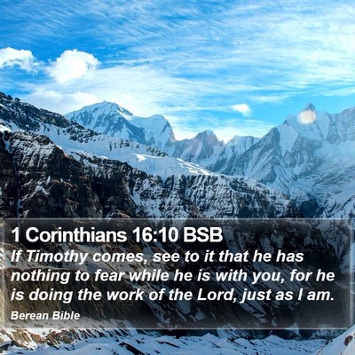 1 Corinthians 16:10 BSB Bible Verse Image
