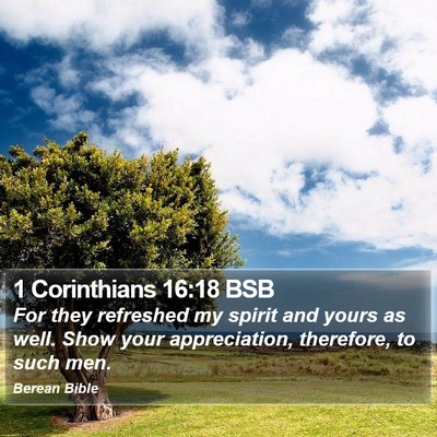 1 Corinthians 16:18 BSB Bible Verse Image