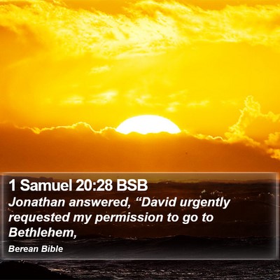 1 Samuel 20:28 BSB Bible Verse Image