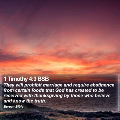 1 Timothy 4:3 BSB Bible Verse Image