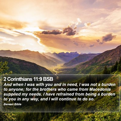 2 Corinthians 11:9 BSB Bible Verse Image
