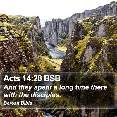 Acts 14:28 BSB Bible Verse Image
