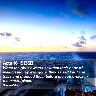 Acts 16:19 BSB Bible Verse Image
