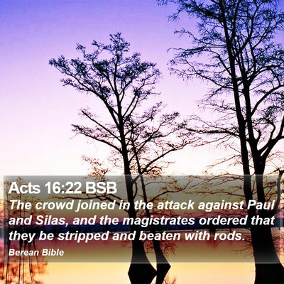 Acts 16:22 BSB Bible Verse Image