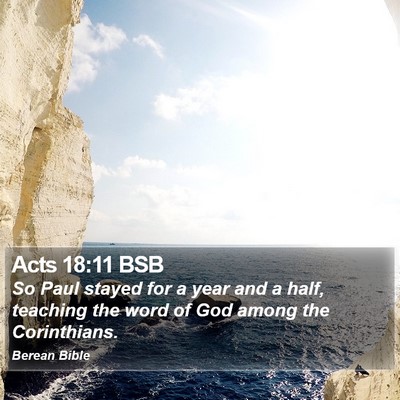 Acts 18:11 BSB Bible Verse Image