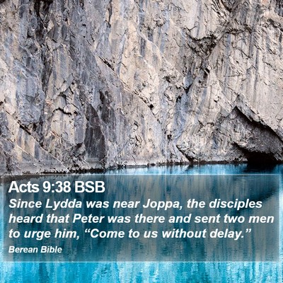 Acts 9:38 BSB Bible Verse Image