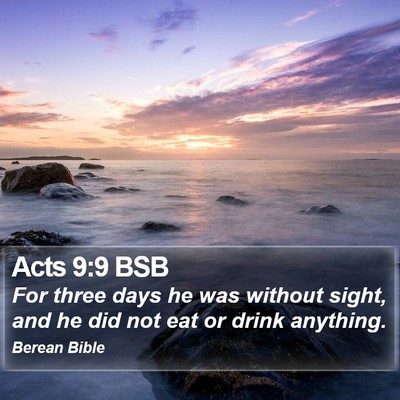 Acts 9:9 BSB Bible Verse Image