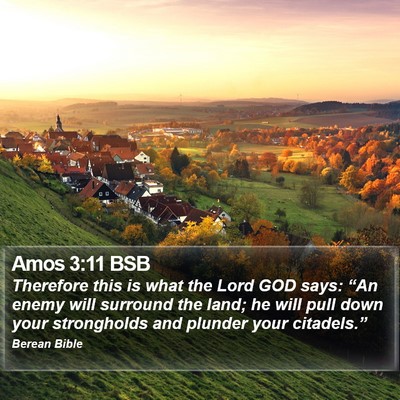 Amos 3:11 BSB Bible Verse Image