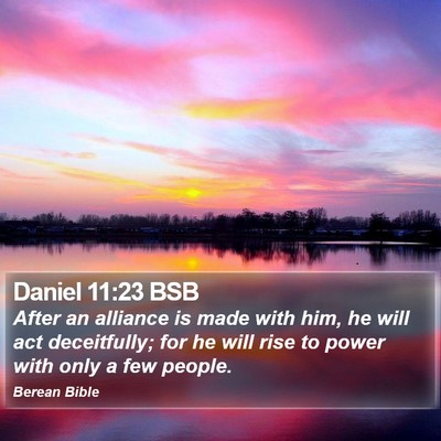 Daniel 11:23 BSB Bible Verse Image