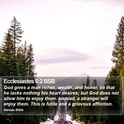 Ecclesiastes 6:2 BSB Bible Verse Image