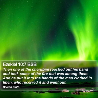 Ezekiel 10:7 BSB Bible Verse Image