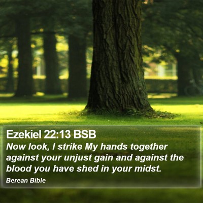 Ezekiel 22:13 BSB Bible Verse Image