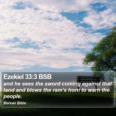 Ezekiel 33:3 BSB Bible Verse Image