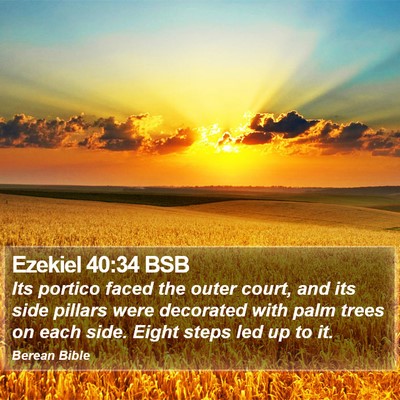Ezekiel 40:34 BSB Bible Verse Image