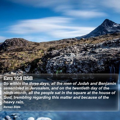 Ezra 10:9 BSB Bible Verse Image