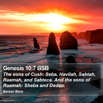 Genesis 10:7 BSB Bible Verse Image