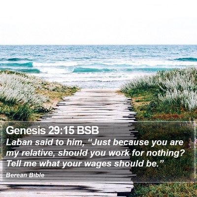 Genesis 29:15 BSB Bible Verse Image