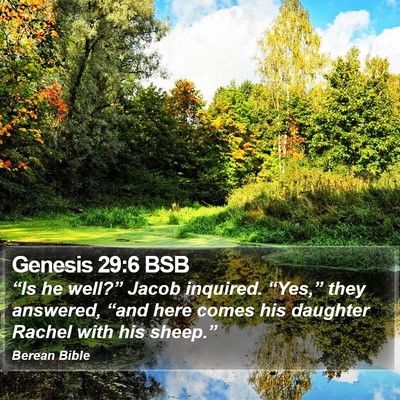 Genesis 29:6 BSB Bible Verse Image