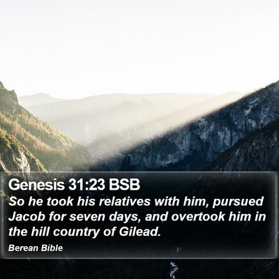 Genesis 31:23 BSB Bible Verse Image