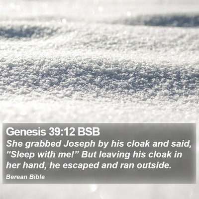 Genesis 39:12 BSB Bible Verse Image
