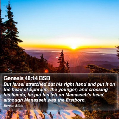Genesis 48:14 BSB Bible Verse Image