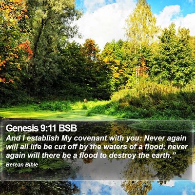 Genesis 9:11 BSB Bible Verse Image
