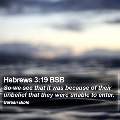 Hebrews 3:19 BSB Bible Verse Image